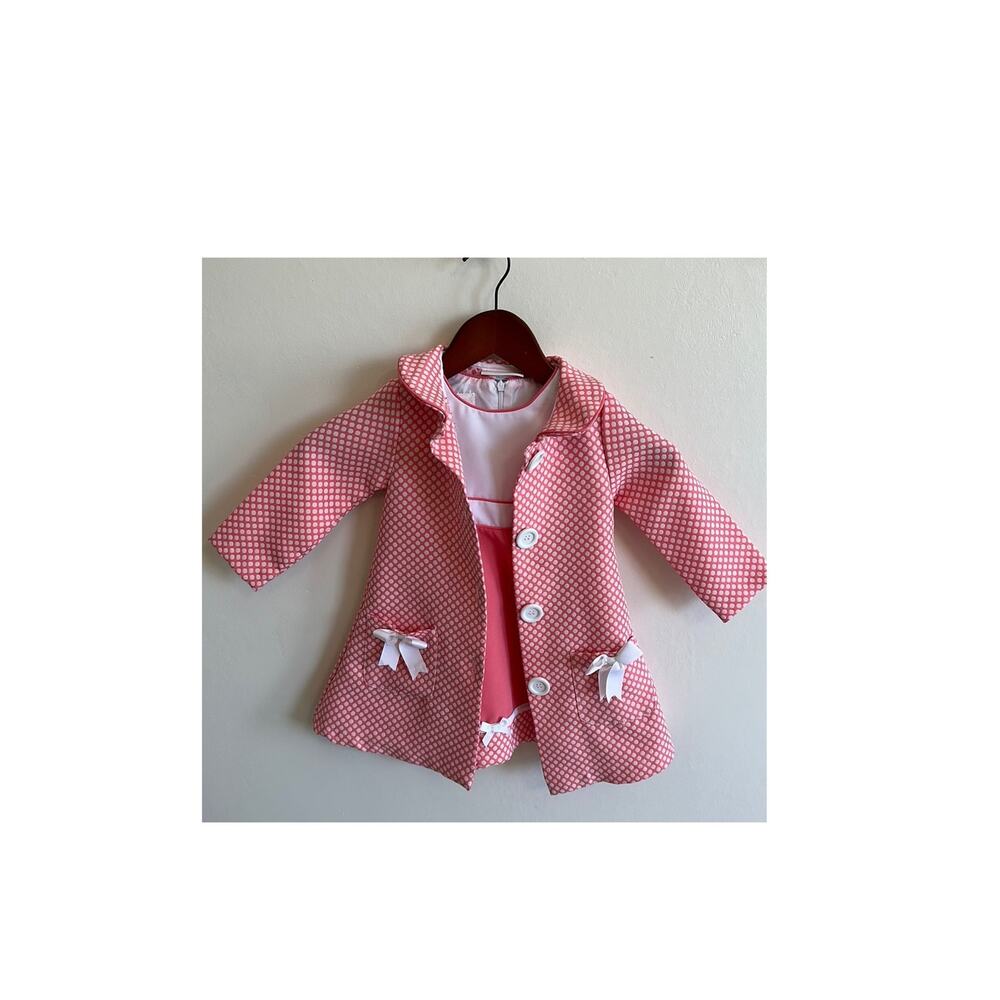 Bonnie Baby 2 Piece Pink Polka Dot Dress and Jacket Set Size Youth 24 Months